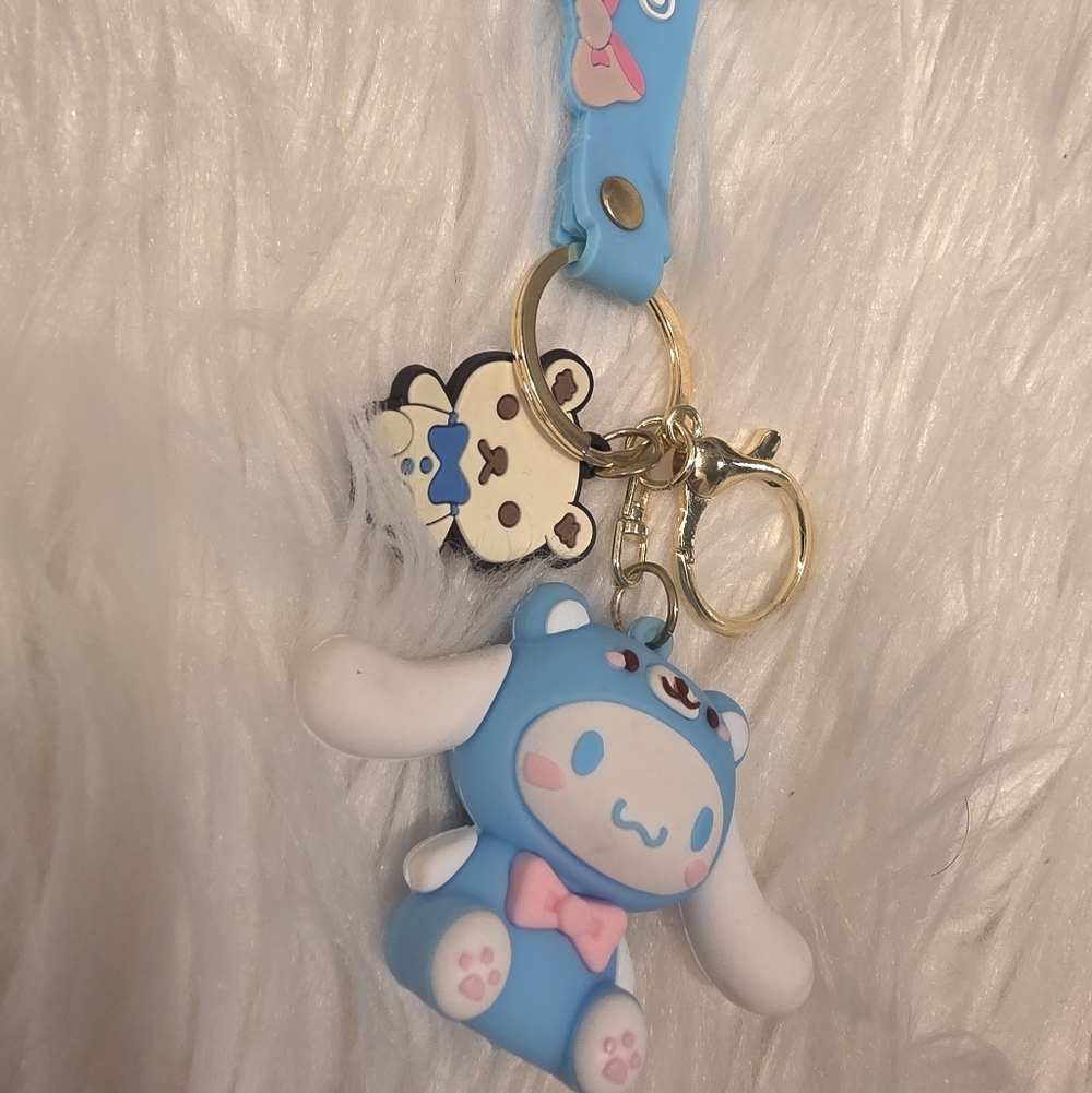 Cute Cinnamoroll Keychain with Pink Bow